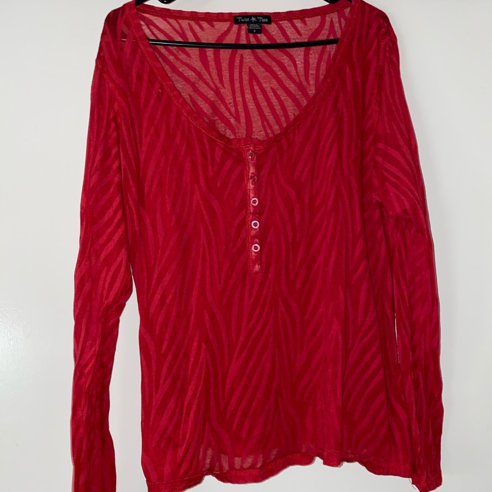 Torrid red zebra print long sleeve shirt